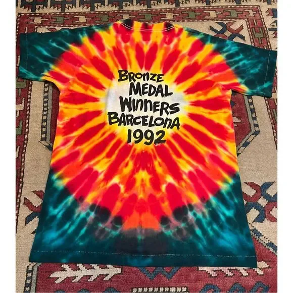 Vintage 1992 Grateful Dead Lithuania Tie Dye Basketball Bronze Medal Shirt L XL - Picture 2 of 6